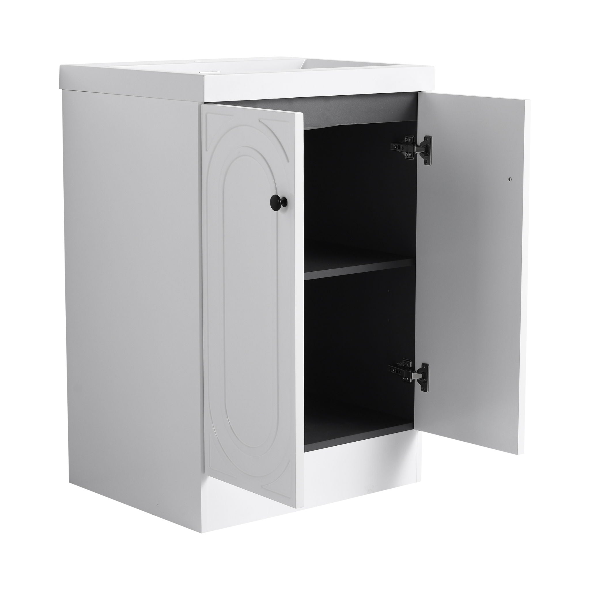 Contemporary Freestanding Bathroom Vanity With Resin Sink & Soft-Close Cabinet Doors by HouseOfZazla