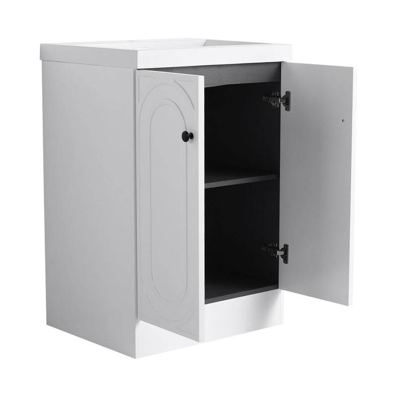 Contemporary Freestanding Bathroom Vanity With Resin Sink & Soft-Close Cabinet Doors by HouseOfZazla