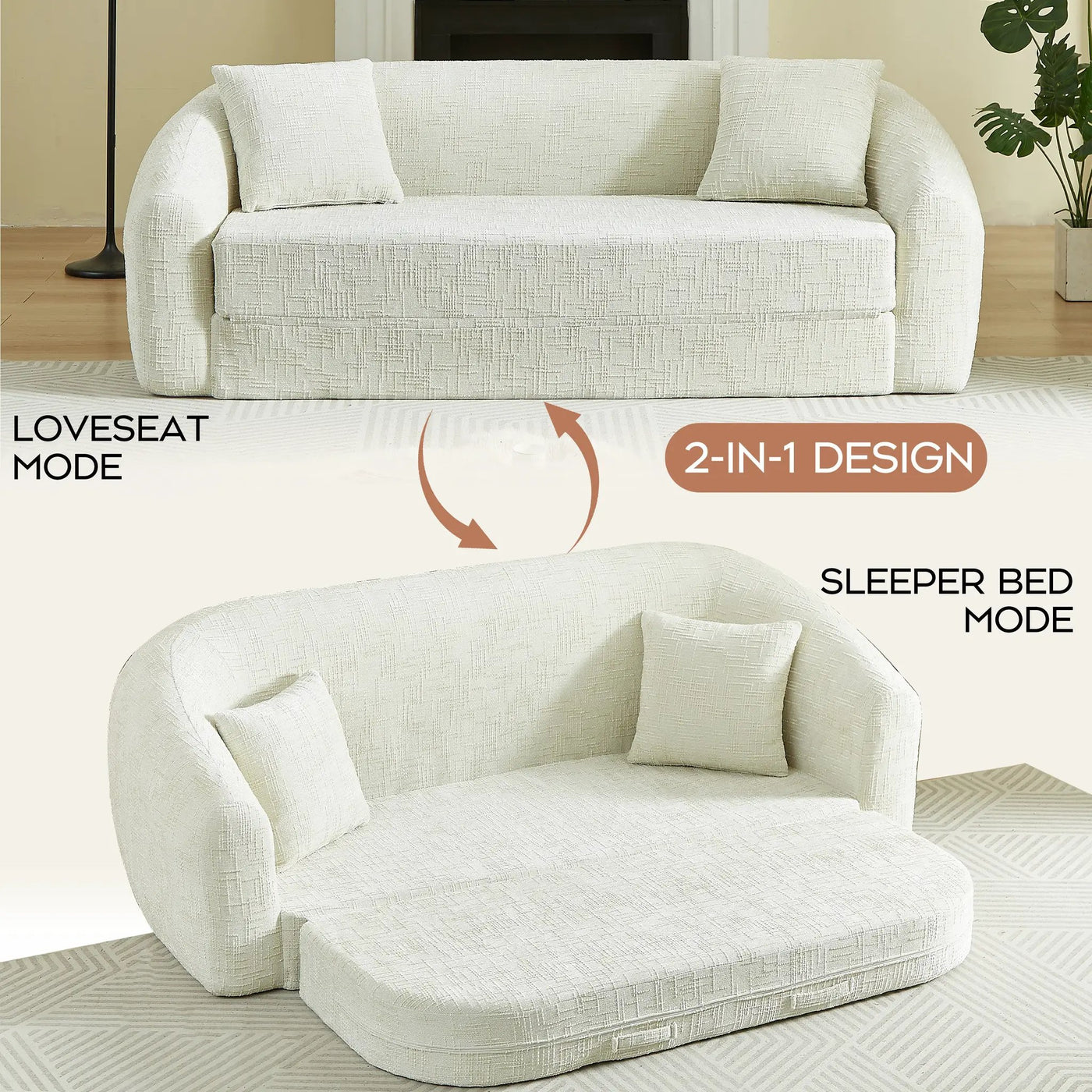 87-Inch Curved Convertible Sofa Recliner by HouseOfZazla