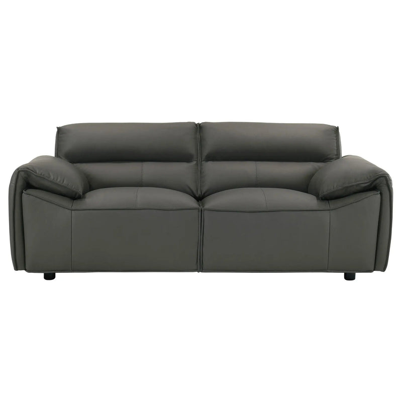 Buxton Top Grain Leather Upholstered Loveseat Graphite by Unique Piece Furniture