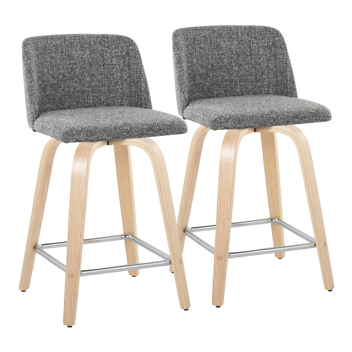 Toriano - Contemporary Fixed Height Counter Stool With Swivel With Square Footrest (Set of 2) by HouseOfZazla