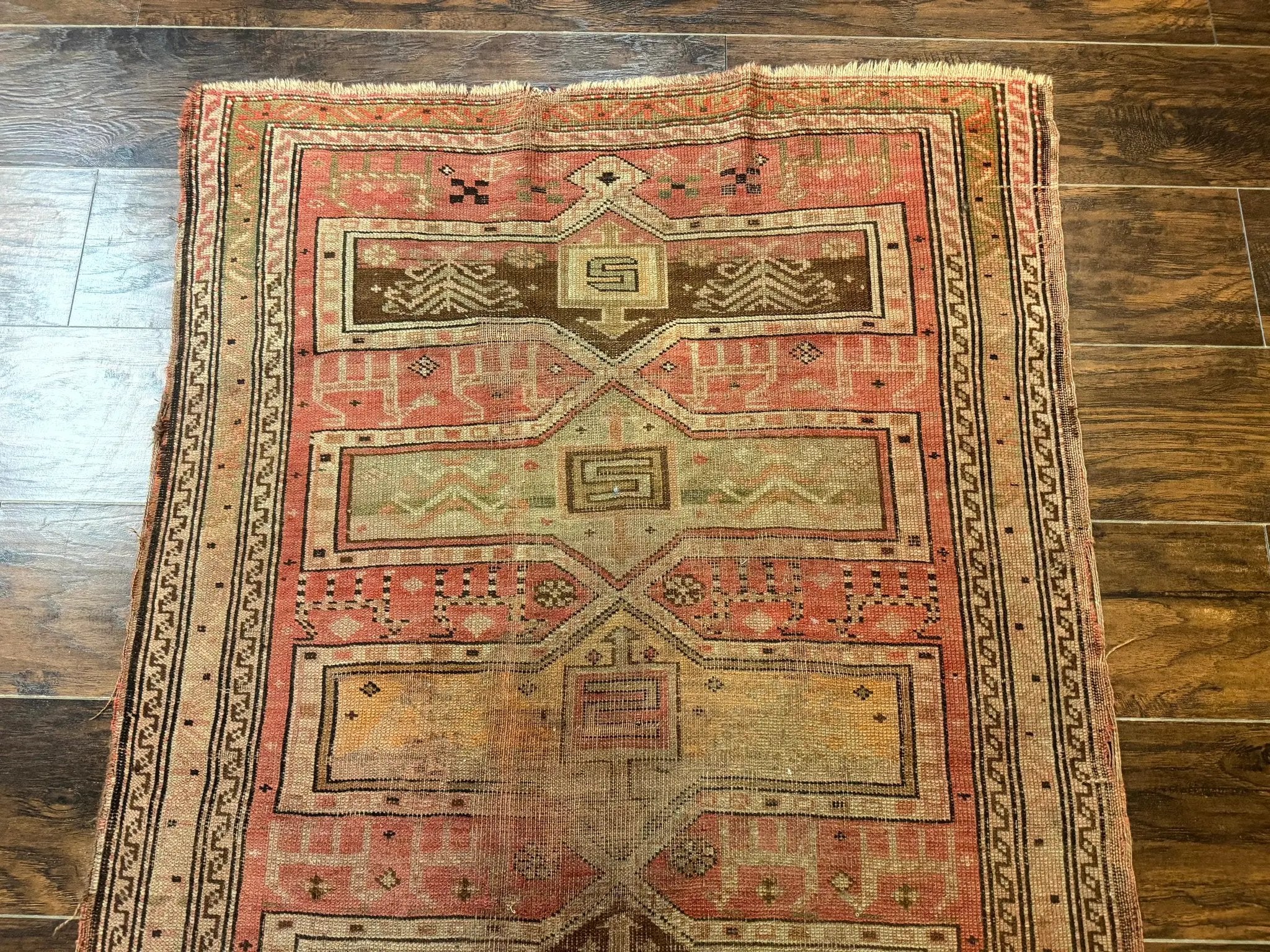 Antique Turkish Melas Rug 3x5, Geometric Carpet, 1920s Wool Rug, Bohemian Rug, Low Pile Rug, Tribal Rug by Jewel Rugs