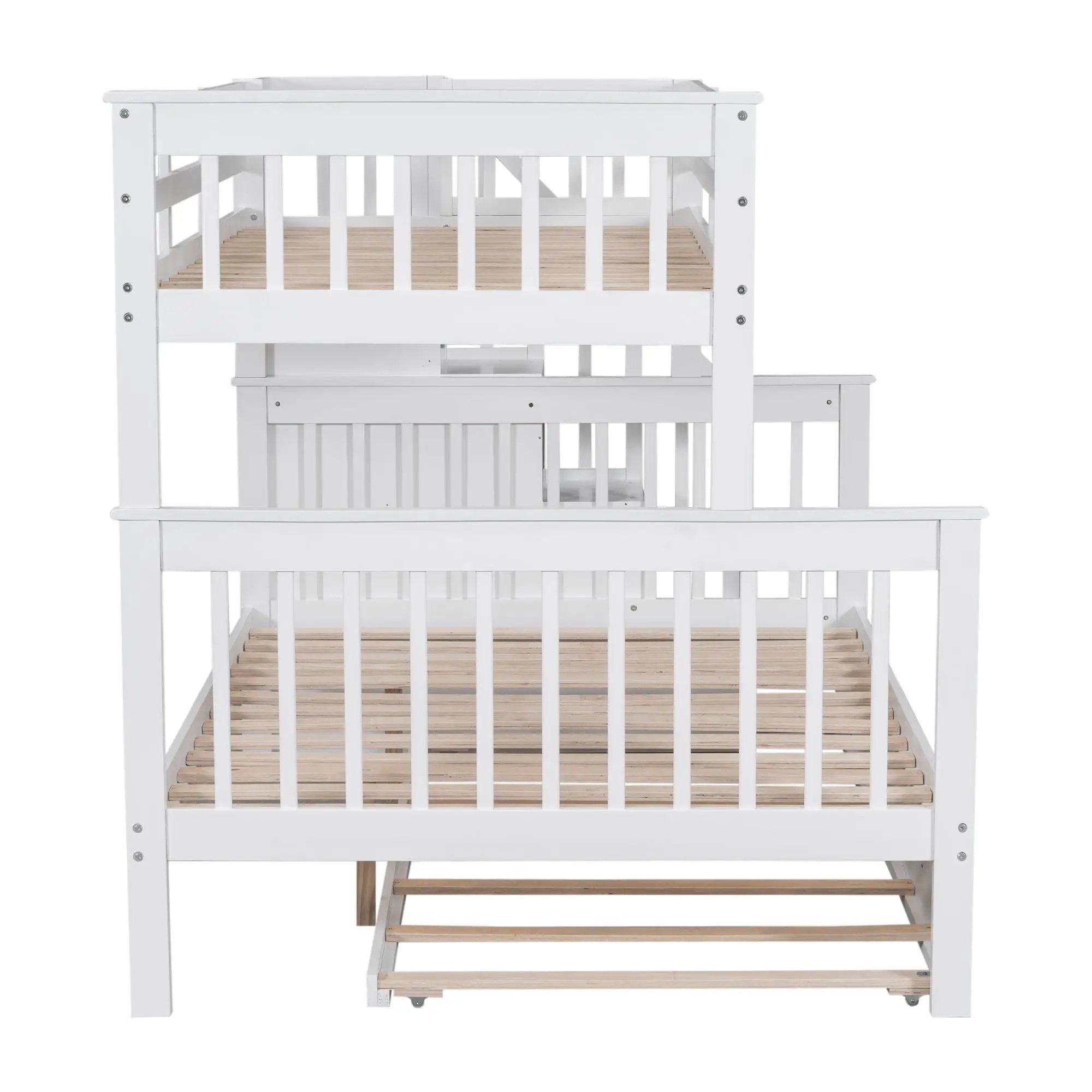 Bunk Bed With Twin Size Trundle, Storage And Guard Rail For Bedroom by HouseOfZazla