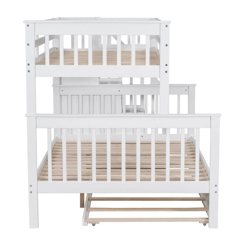 Bunk Bed With Twin Size Trundle, Storage And Guard Rail For Bedroom by HouseOfZazla