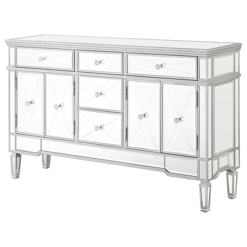 Duchess 5-drawer Mirrored Storage Accent Cabinet Silver by Unique Piece Furniture