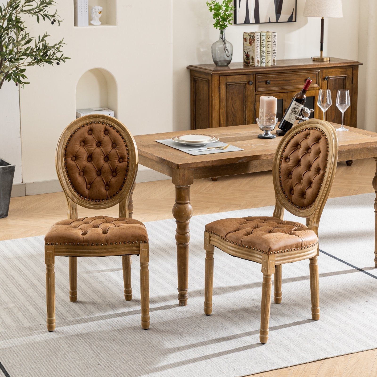 Set of 2 French Style Solid Wood Antique Dining Chairs by BLAKHOM