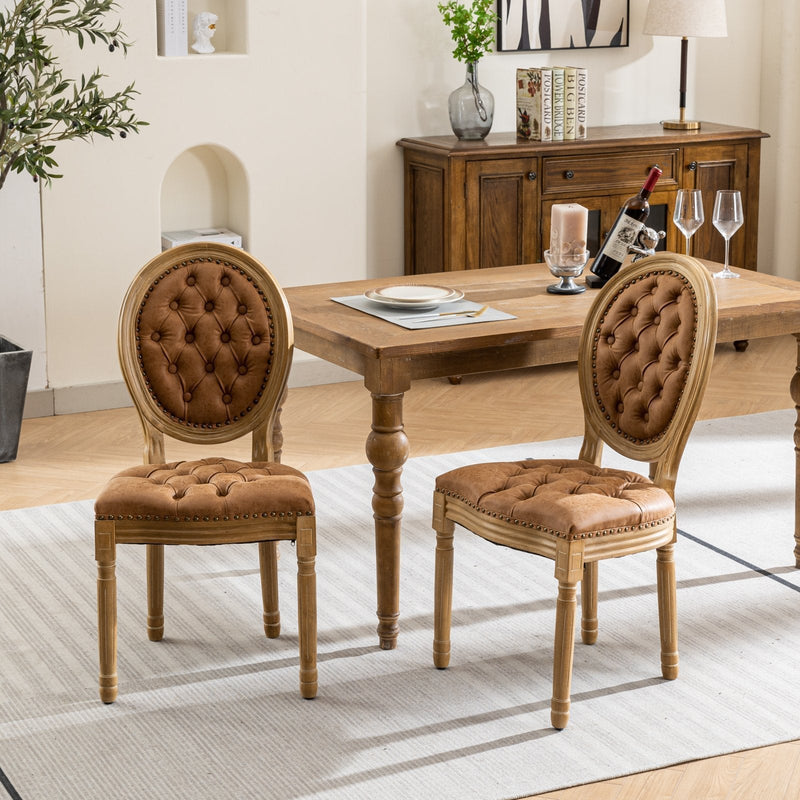 Set of 2 French Style Solid Wood Antique Dining Chairs by BLAKHOM