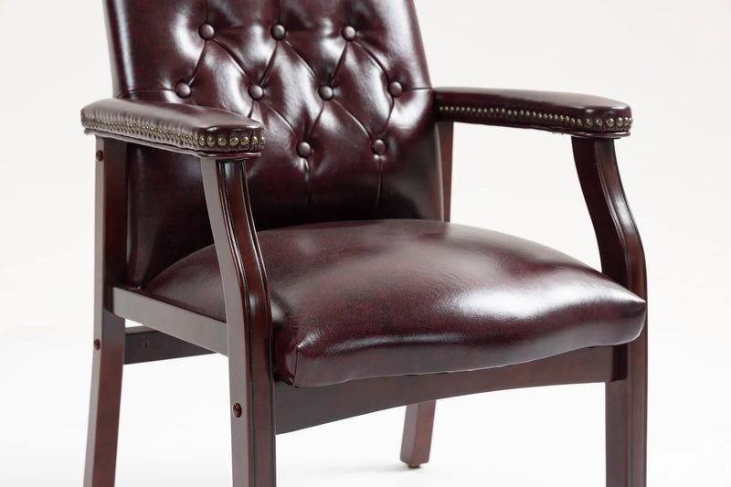 Burgundy Leather Reception Guest Chairs by HouseOfZazla