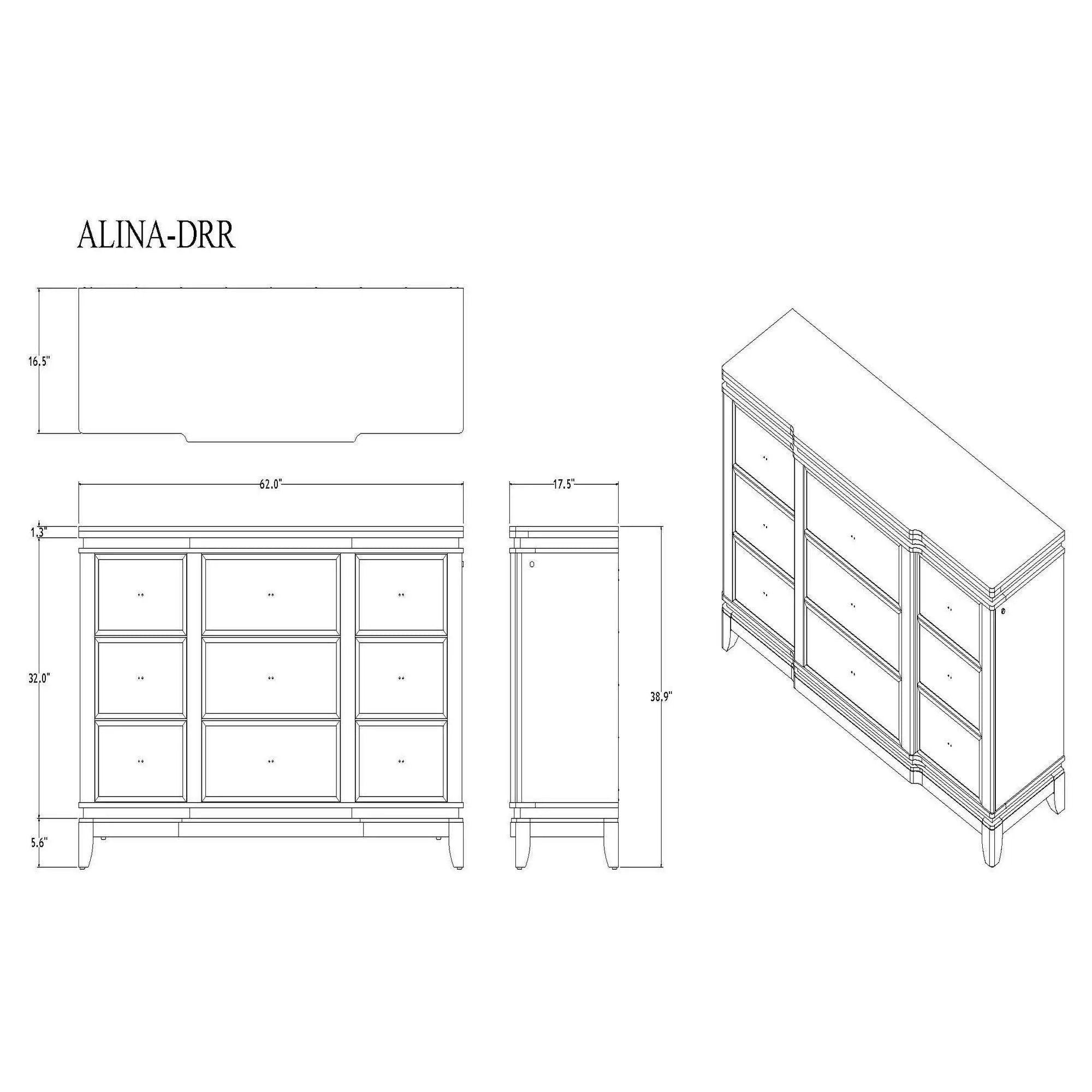 Adalid - Dresser With LED Light And Glittered Drawer Fronts - White by Unique Piece Furniture