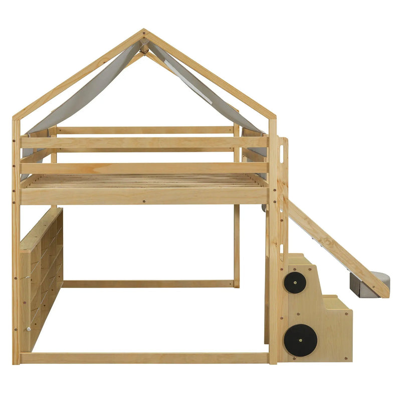 Loft Bed With House Shaped Frame And Tent by HouseOfZazla