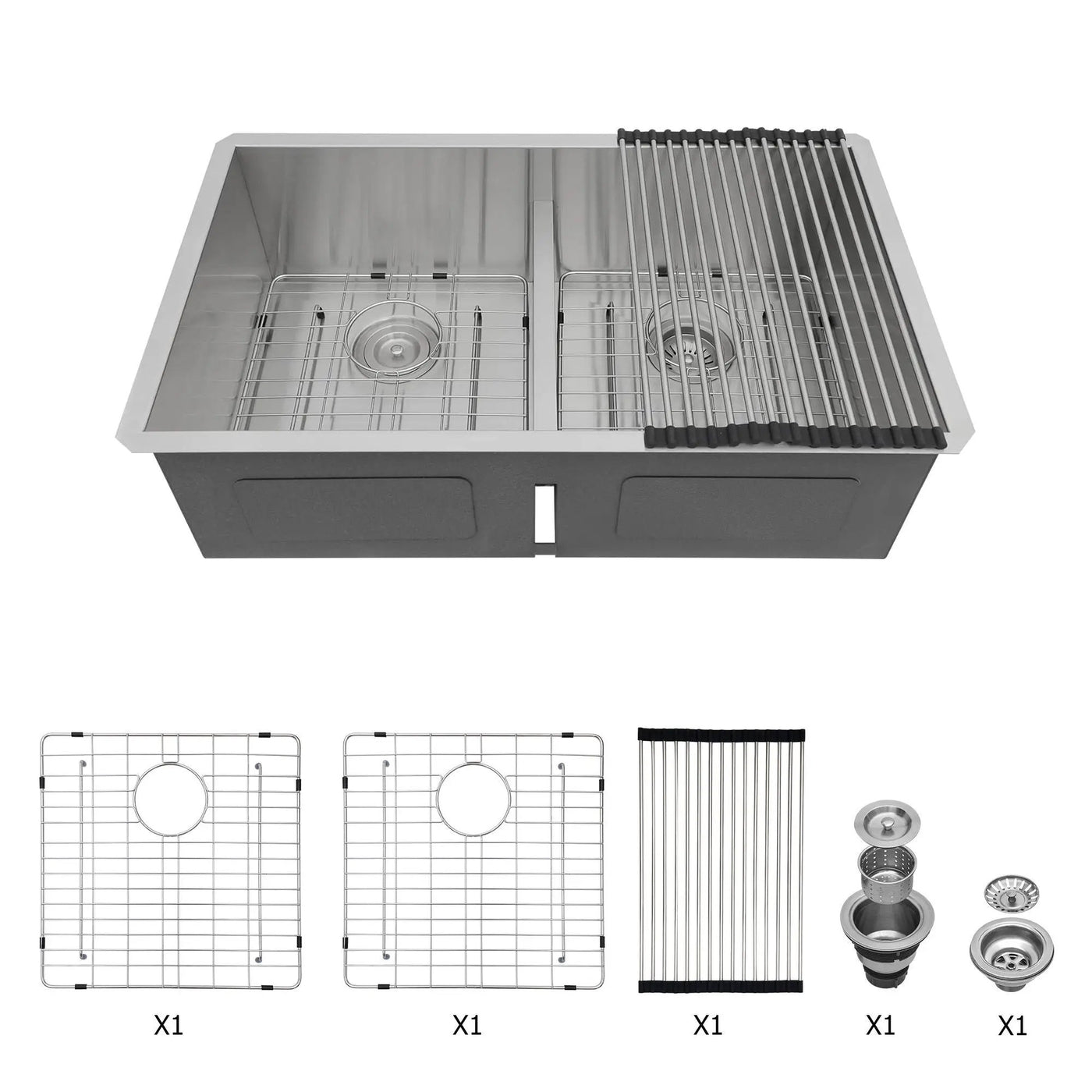 Modern Double Bowl Undermount Sink Design With 10" Deep Basins by HouseOfZazla