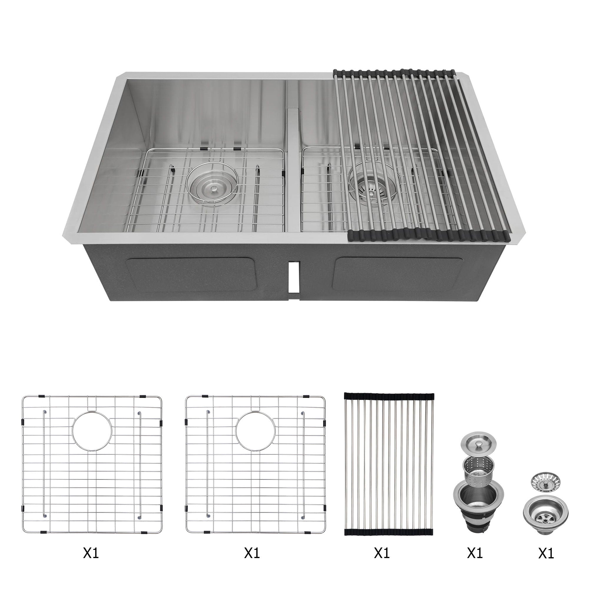 Modern Double Bowl Undermount Sink Design With 10" Deep Basins by HouseOfZazla