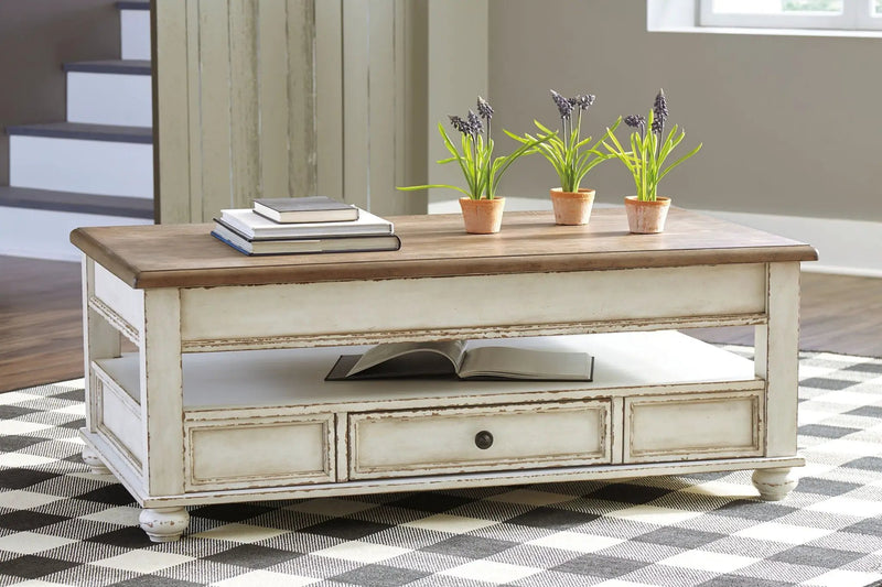 Realyn - Lift Top Cocktail Table - White / Brown by Unique Piece Furniture