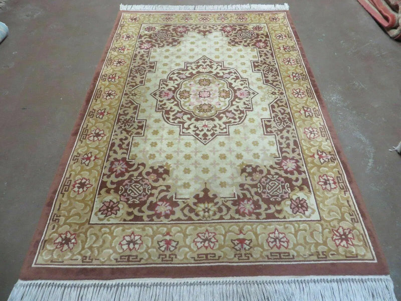 Vintage Chinese Wool Rug 4x6 by Jewel Rugs