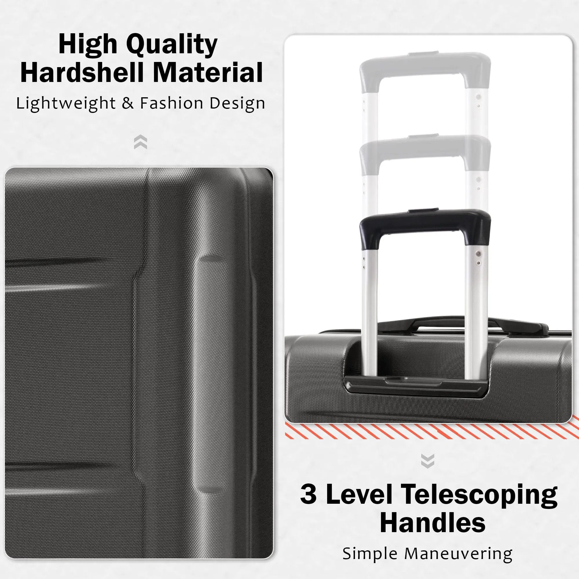 2 Piece Luggage Set With Bags Expanable Spinner Wheels ABS Lightweight Suitcase With Tsa Lock 20" / 28" by HouseOfZazla