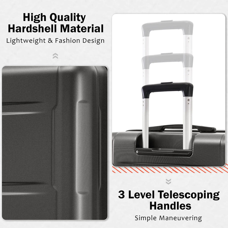 2 Piece Luggage Set With Bags Expanable Spinner Wheels ABS Lightweight Suitcase With Tsa Lock 20" / 28" by HouseOfZazla