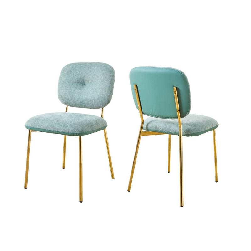 Modern 4 Person Dining Set With Bamboo & Table And Turquoise & Chairs Metal Legs, Space Saving Design - White by HouseOfZazla