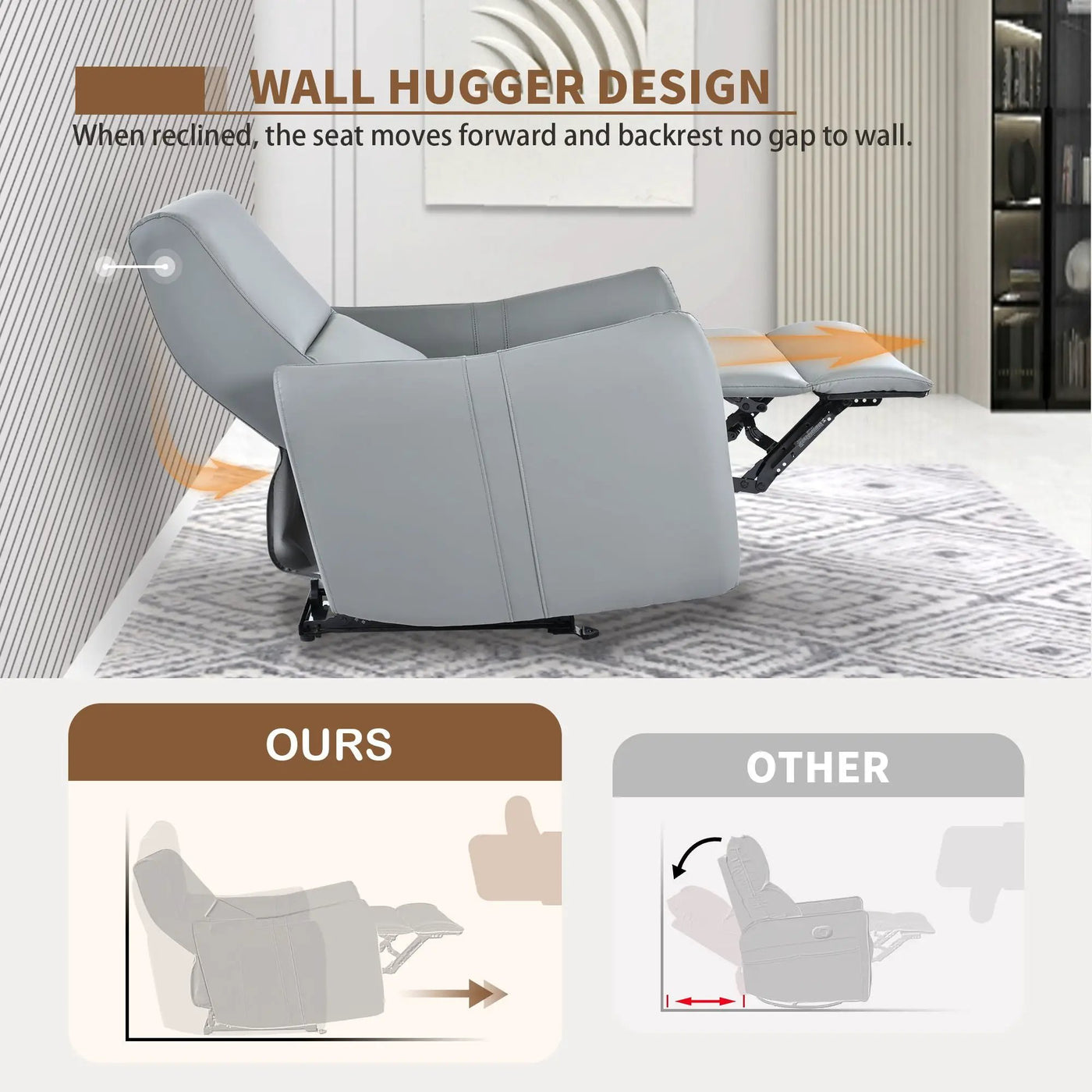 Wall Hugger Power Recliner Chair With USB Port (Type-C) by Unique Piece Furniture
