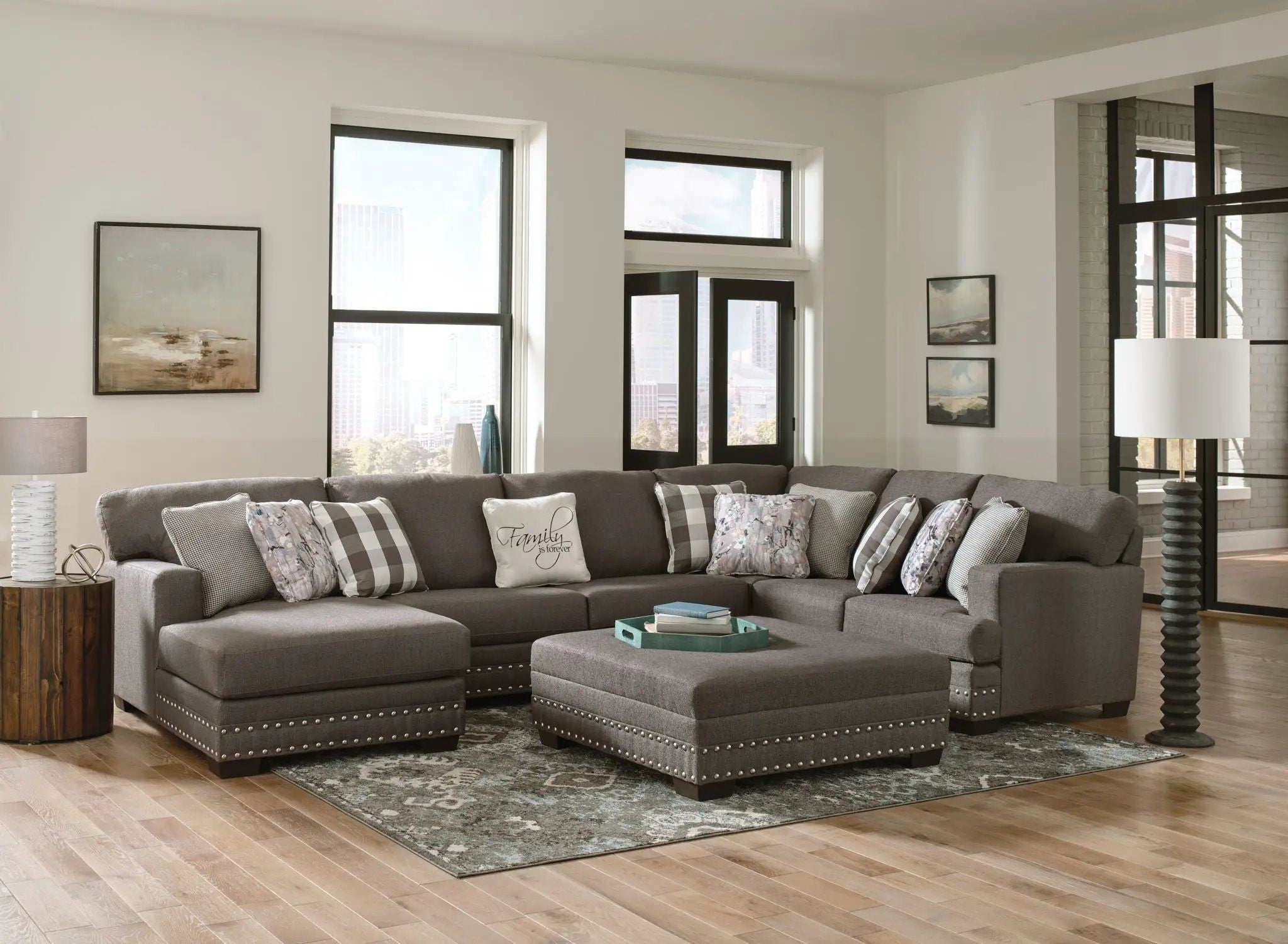 Crawford - Sectional With Cocktail Ottoman by Unique Piece Furniture