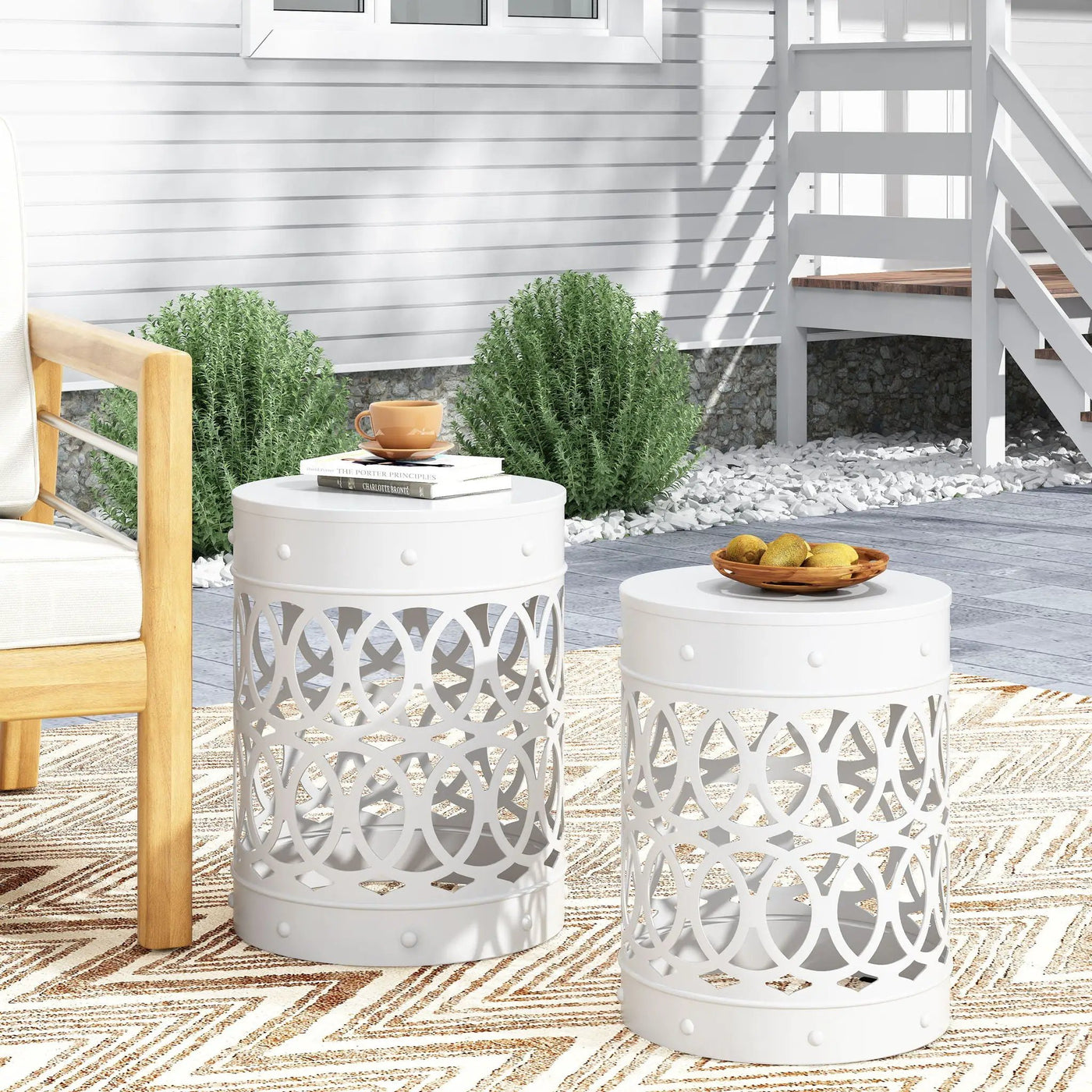 Outdoor Metal Side Table Set of 2 by HouseOfZazla