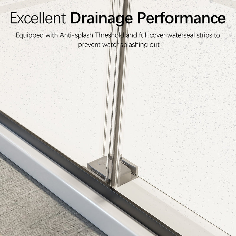46-48" W x 76" H Frameless Double Sliding Soft-Close Shower Door by HouseOfZazla