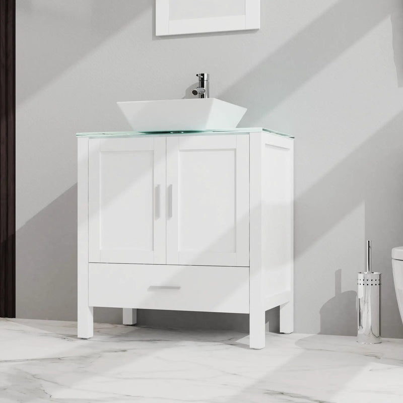 Bathroom Vanity And Sink Combo Glass Top Cabinet With Mirror by Unique Piece Furniture