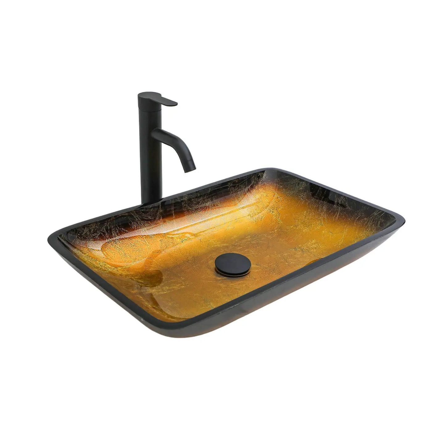 Gradient Tempered Glass Vessel Sink With Pop-Up Drain by HouseOfZazla