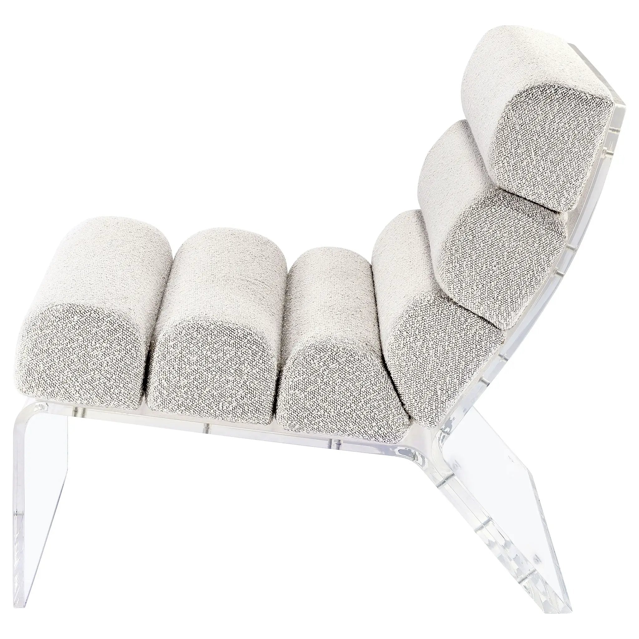 Serreta Boucle Upholstered Armless Acrylic Chair Ivory by Unique Piece Furniture