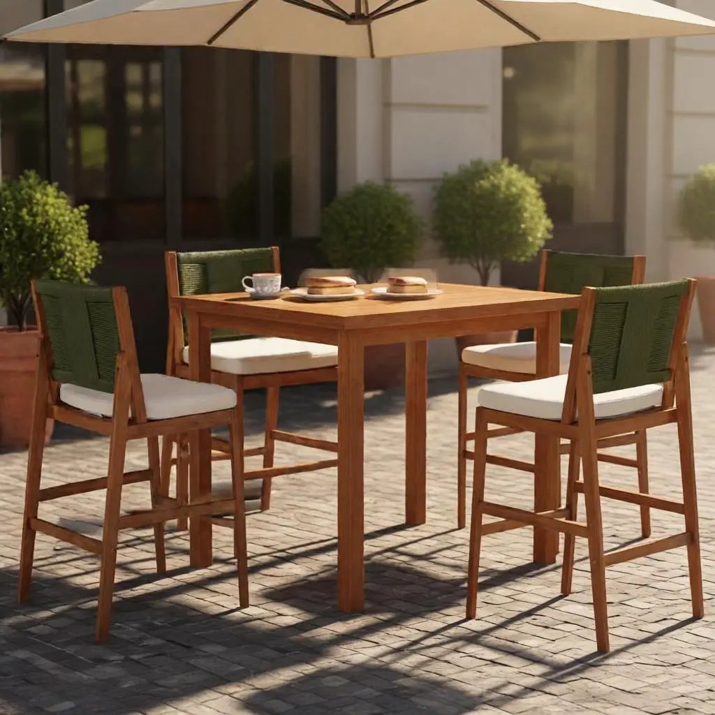 4 Pieces Arly Green Outdoor Bar Stool Set by HouseOfZazla