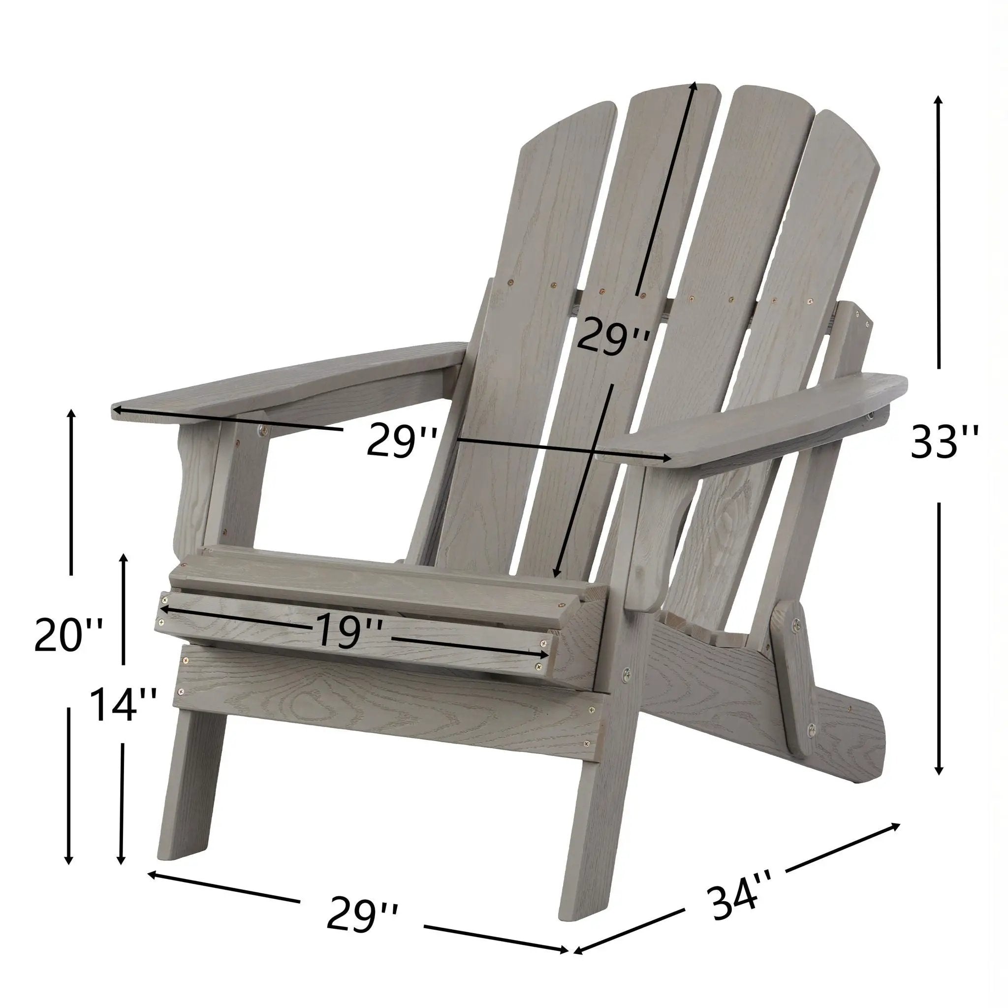 Oversize Outdoor Folding Adirondack Chair - Gray by HouseOfZazla