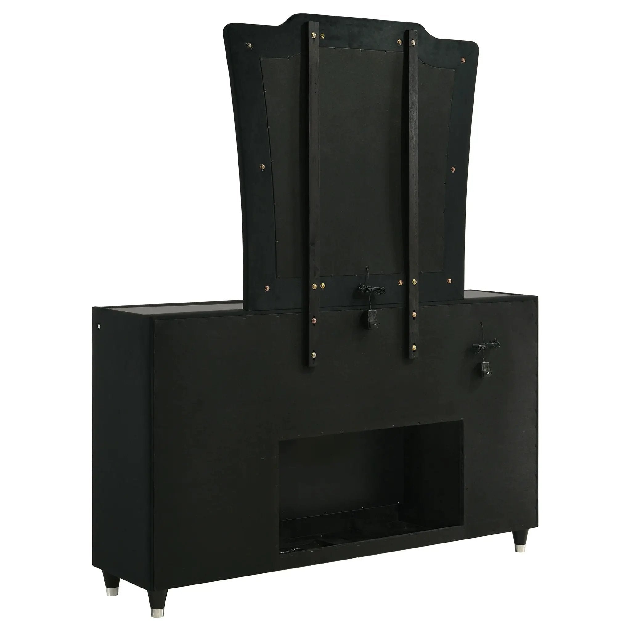 Lorient 8-drawer LED Flame Box Dresser and Mirror Black by Unique Piece Furniture