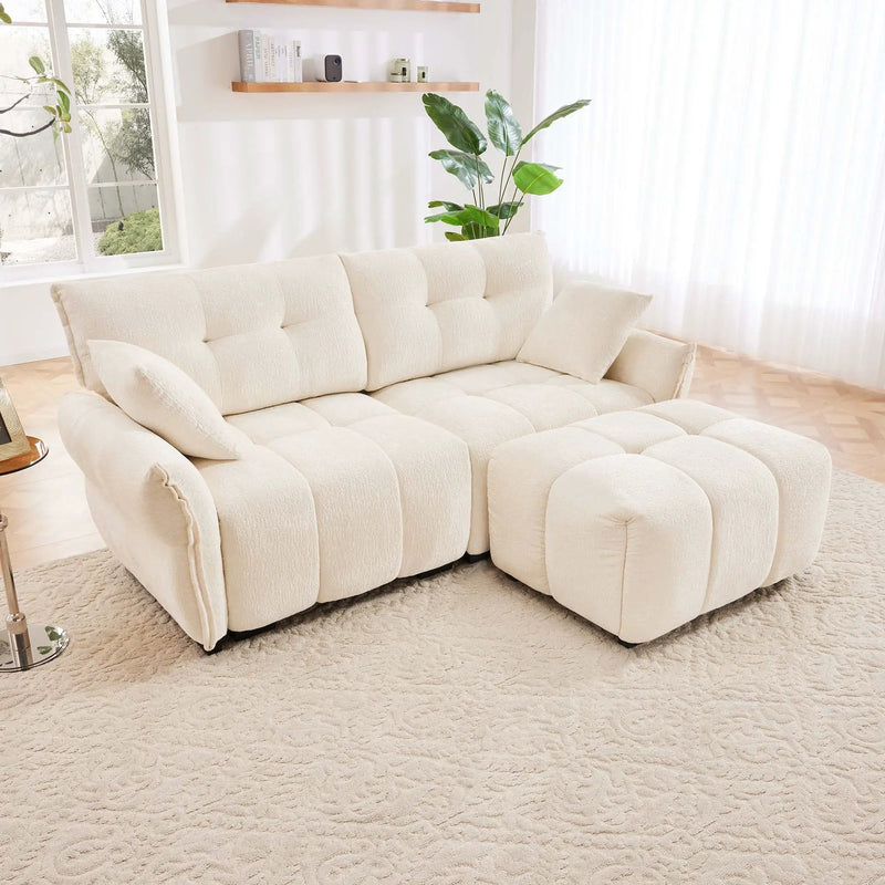 Sofa Set With Ottoman And Pillows, Textured, High Resilience Cushions by HouseOfZazla