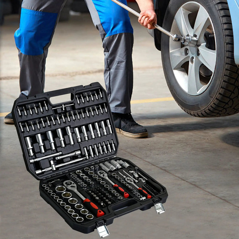 Tool Set Socket And Ratchet Wrench Toolbo 71 Pieces Toolbox Universal Home Car Repair Tool Set For Men Homeowners Diy Enthusiasts And Mechanics - Black by HouseOfZazla