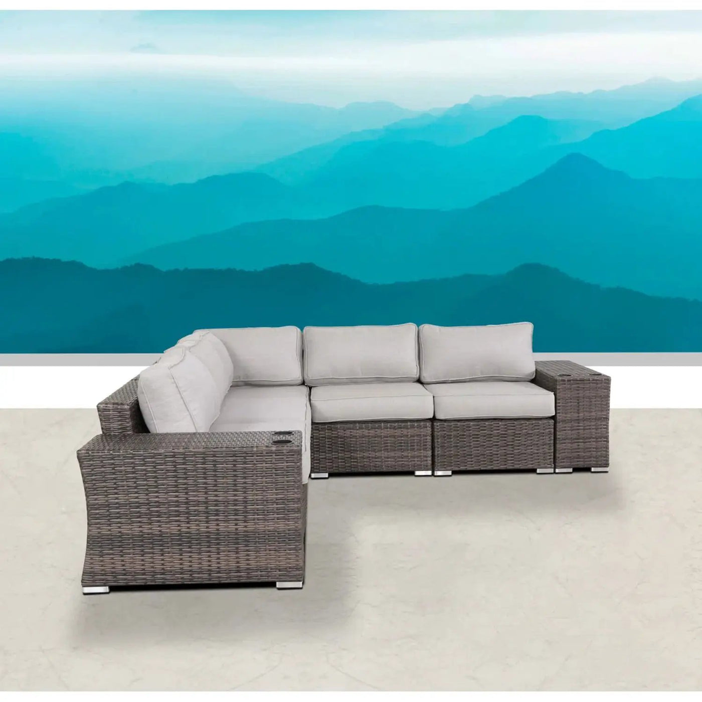 Rattan Sectional Sofa Set With Cushions by Unique Piece Furniture