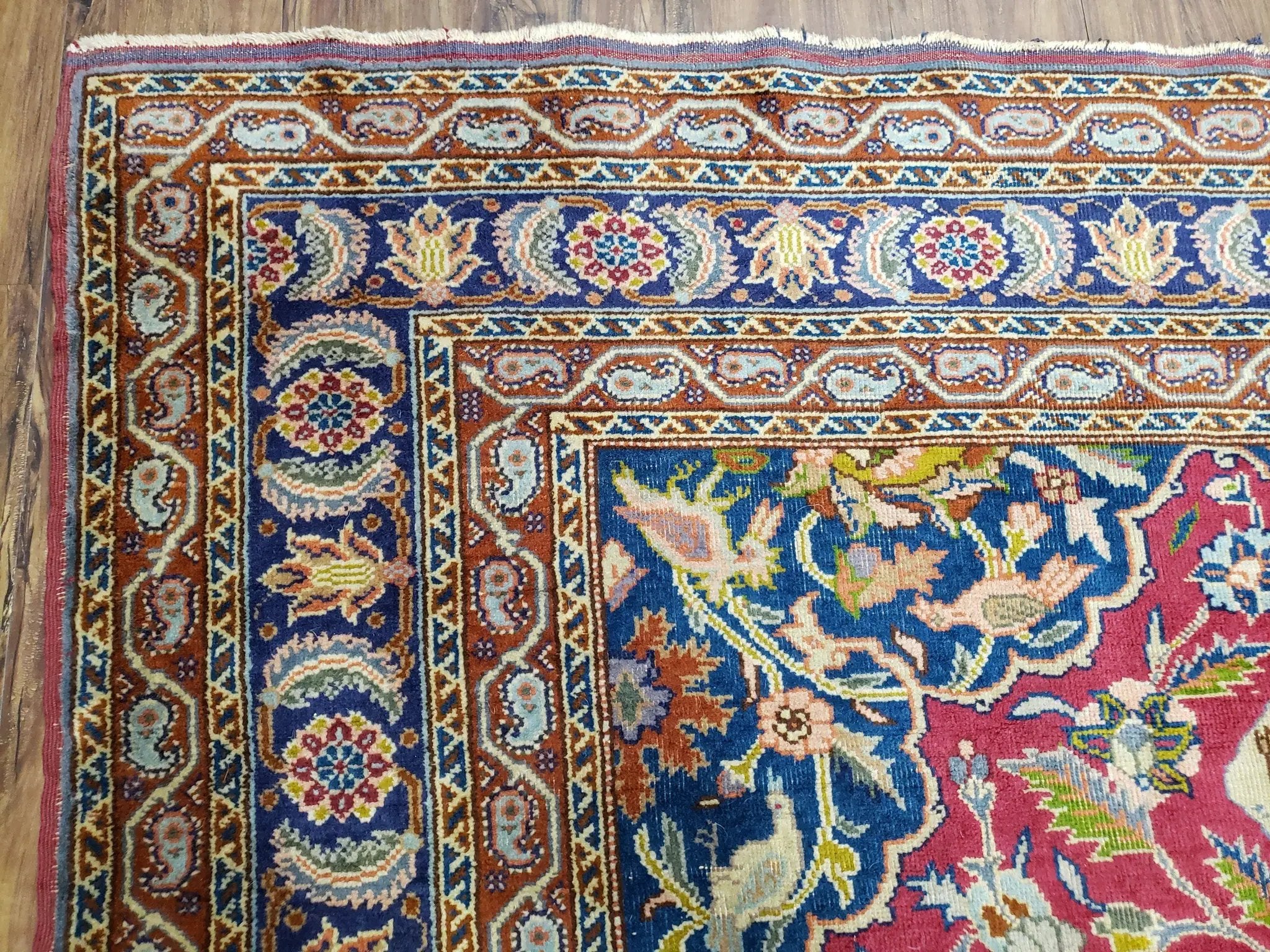 Antique Turkish Sivas Area Rug 8x11, Hand-Knotted, Vintage Red Wool Carpet, Gazelles Lions, Boteh Border, 8' x 11' Top Quality Oriental Rug by Jewel Rugs