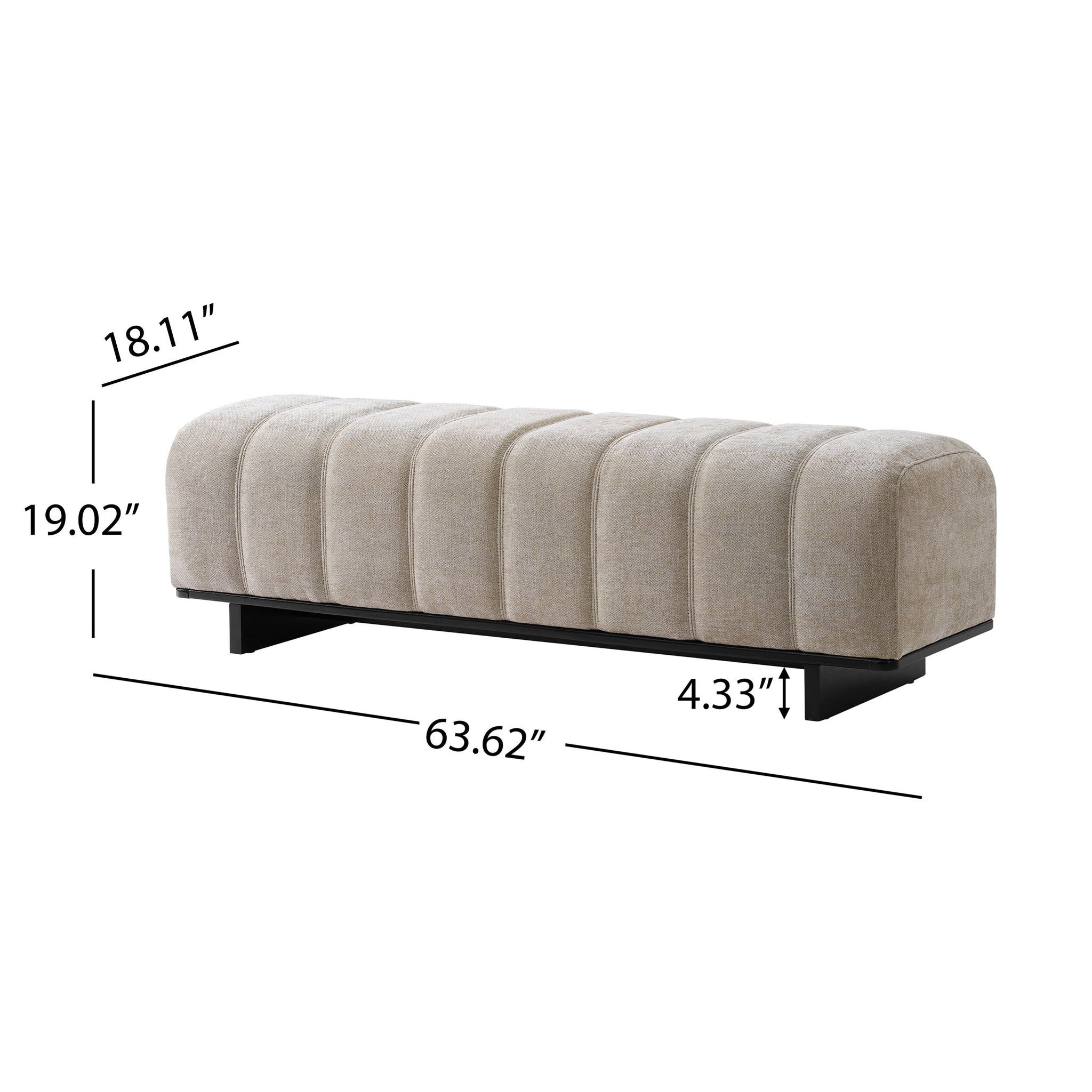 Indoor Dining Bench in Oatmeal Chenille Fabric with Rubber Wood Legs by HouseOfZazla