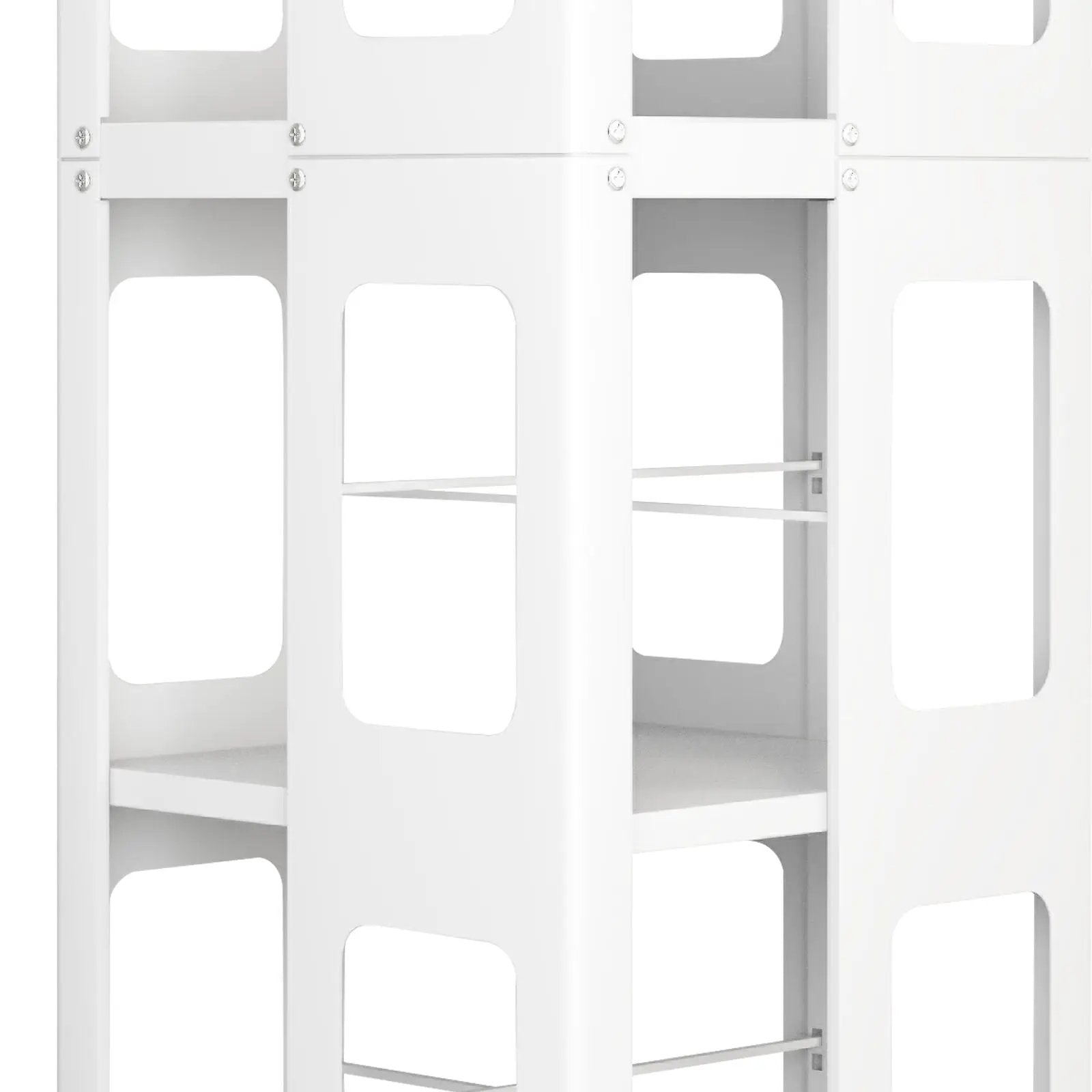 4 Tier All Steel Rotating Bookshelf With 360° Wheels, Large Size Sturdy & Spacious Book Rack, New Style Bookshelf - White by HouseOfZazla