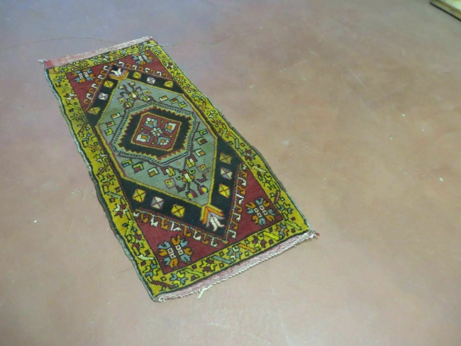 19" X 42" Antique Handmade Turkish Colorful Oushak Oshak Yastik Wool Rug Mat by Jewel Rugs