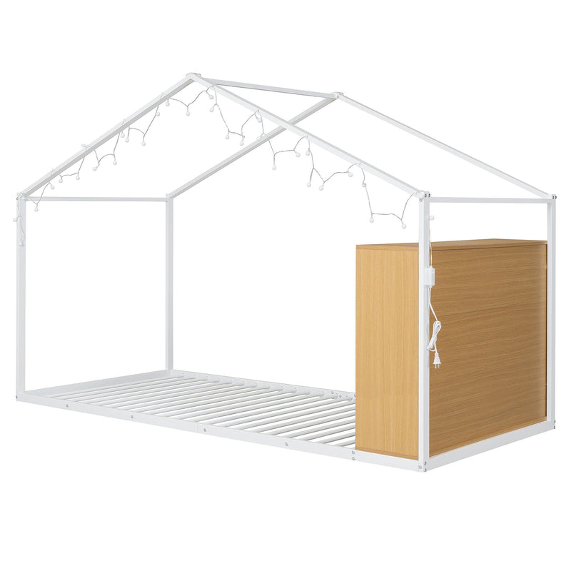 Bed House Frame With Shelves And Lights by HouseOfZazla