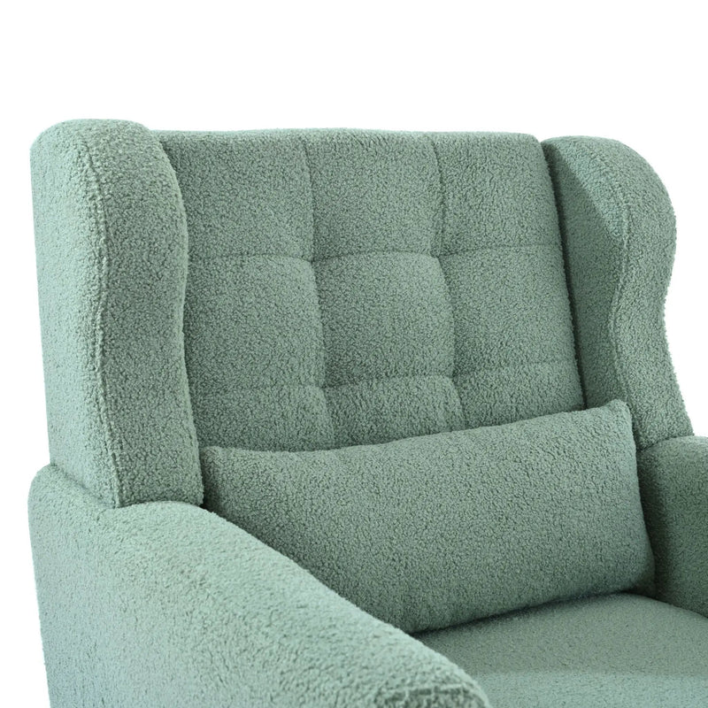 Modern Accent Chair, Teddy Fabric Living Room Chairs Comfy Reading Chair, Mid Century Accent Chair, Lounge Arm Chairs Armchair For Living Room Bedroom - Light Green by HouseOfZazla