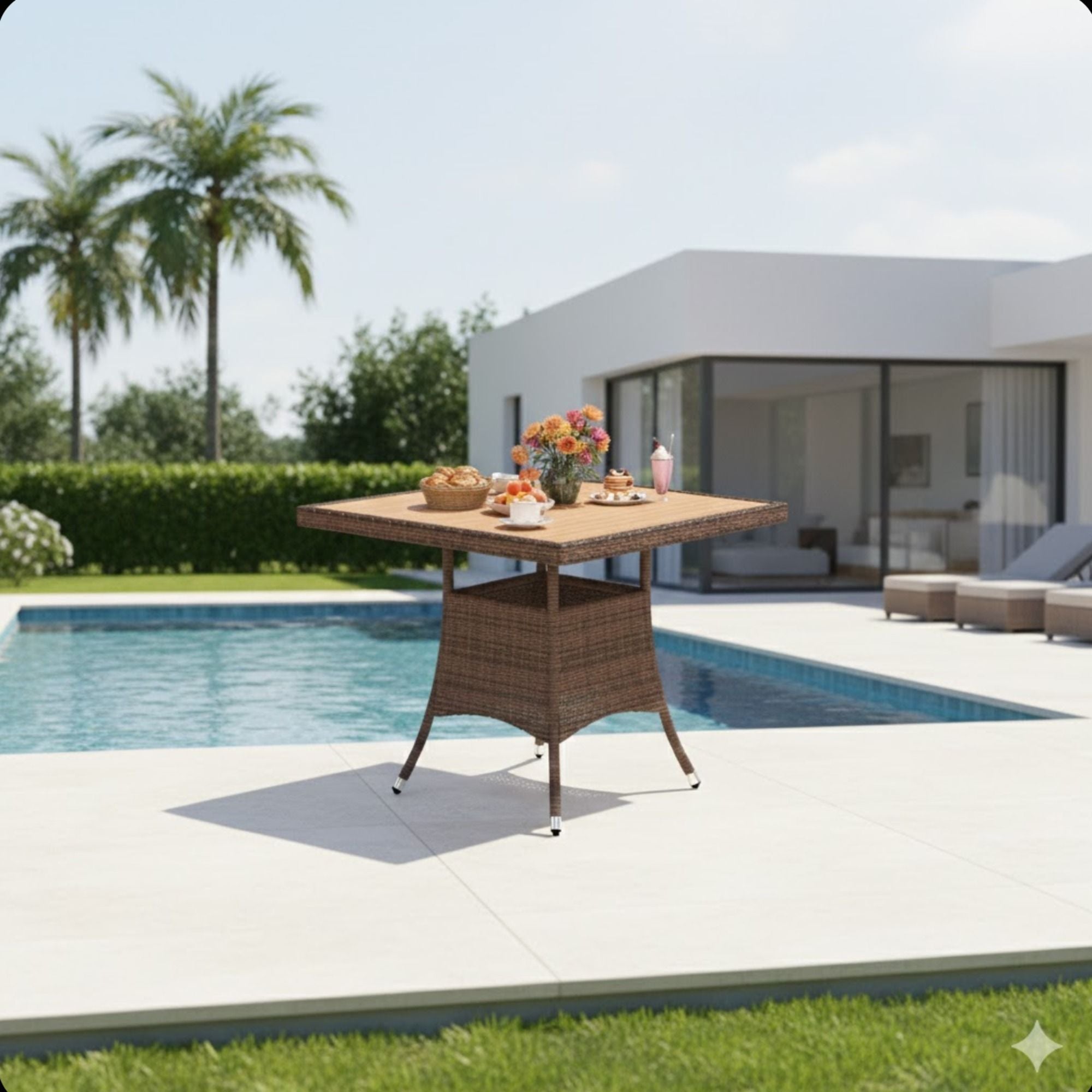 All-Weather Square Rattan Patio Dining Table by HouseOfZazla