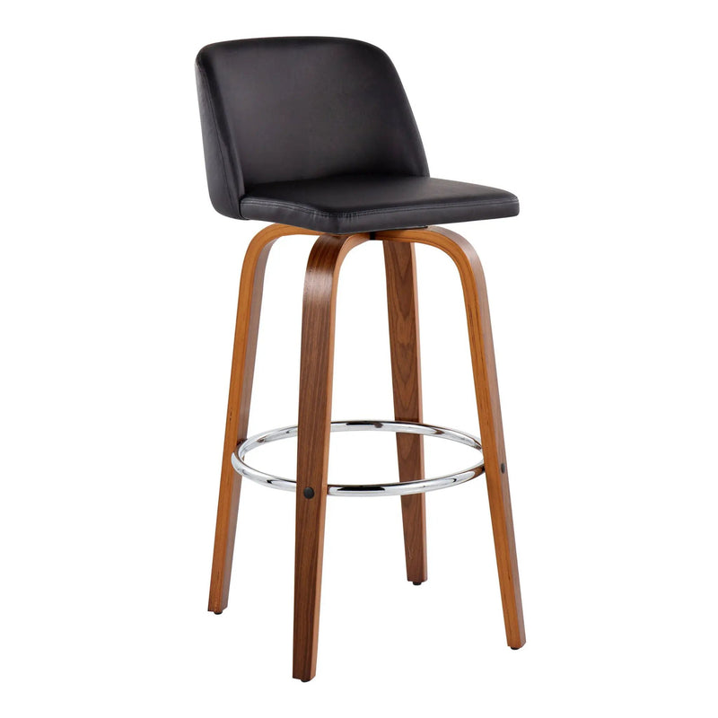 Toriano - Mid Century Modern Fixed Height, Barstool With Swivel With Round Footrest (Set of 2) by HouseOfZazla