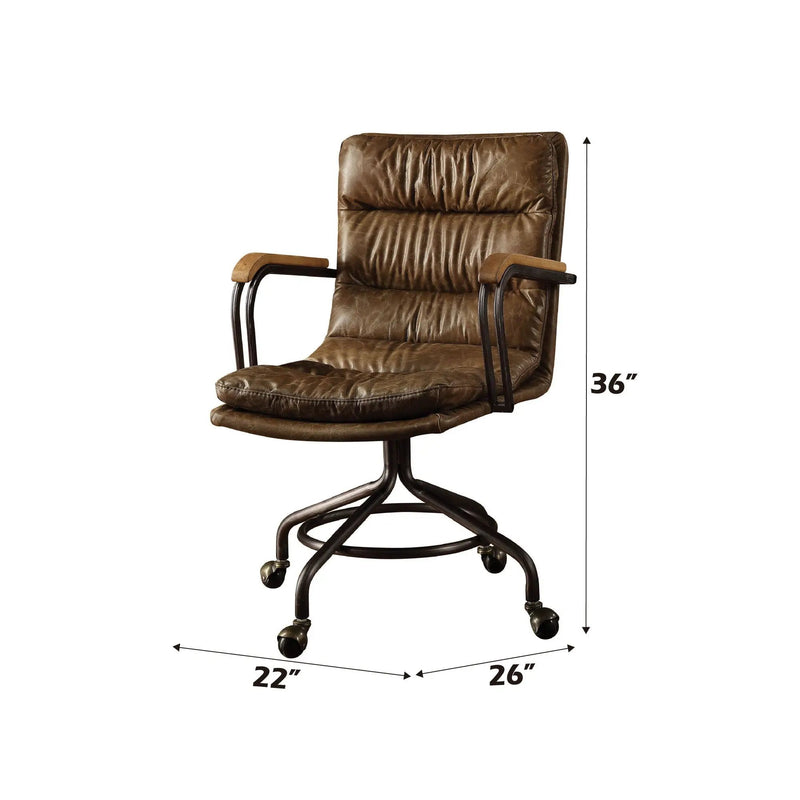 Harith - Vintage Top Grain Leather Office Chair - Brown by Unique Piece Furniture