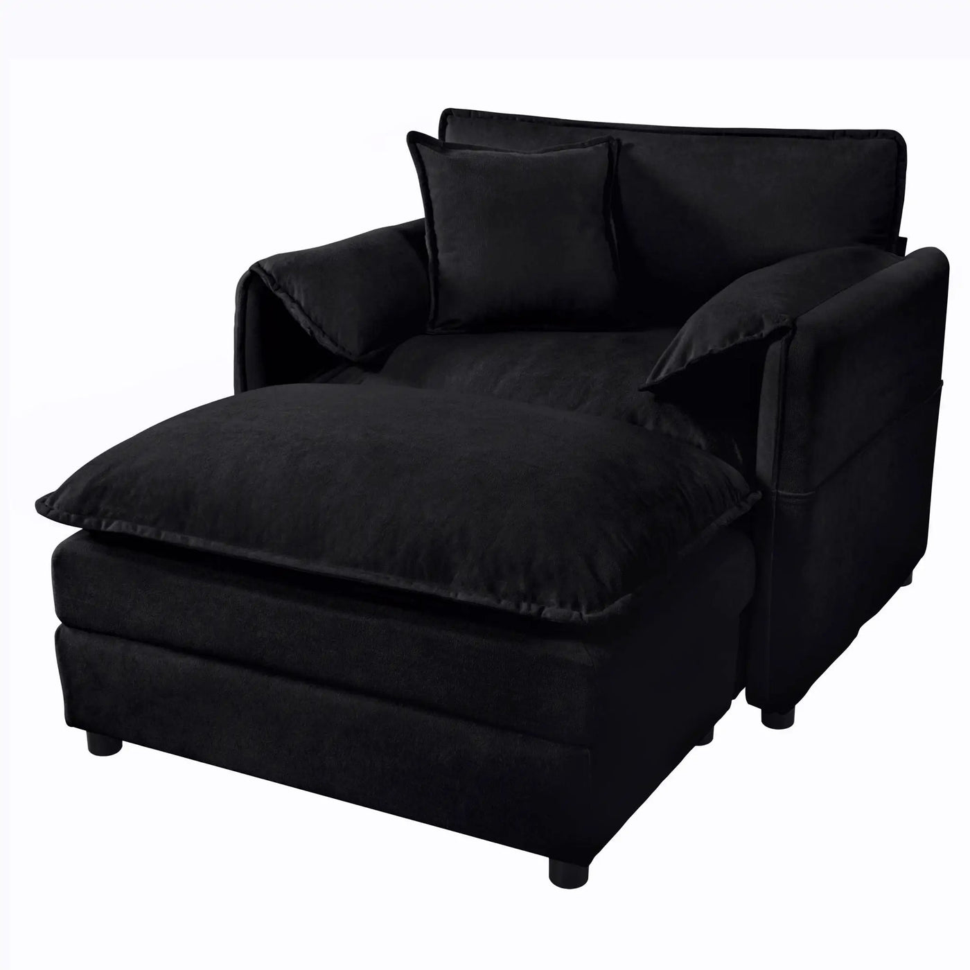 Oversized Chair With Movable Ottoman, Soft Upholstered Lounge Chair by HouseOfZazla
