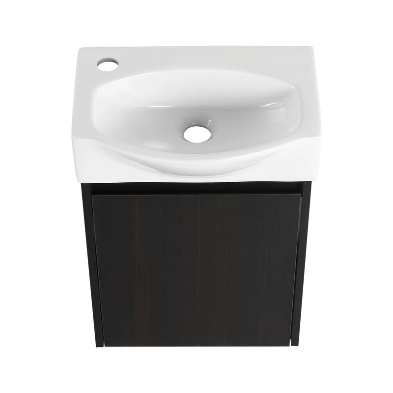 Modern Bathroom Vanity With Ceramic Basin, Wall Mounted Floating Sink Combo, Storage Cabinet by HouseOfZazla