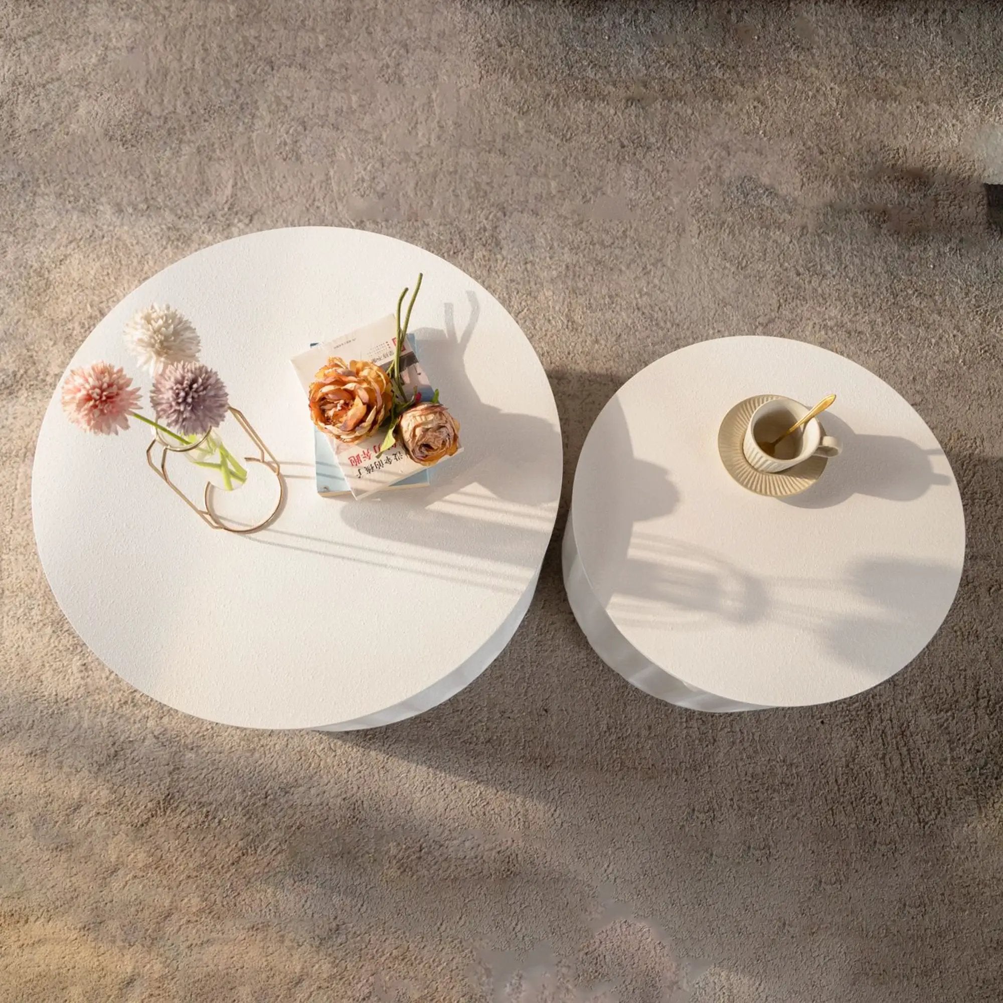 White Round Storage Table Set with Lift-Off Lid by HouseOfZazla