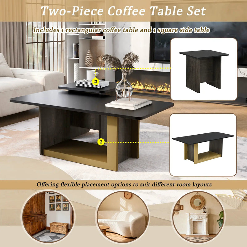 Small Square Coffee Table With End Table (Set of 2) by Unique Piece Furniture