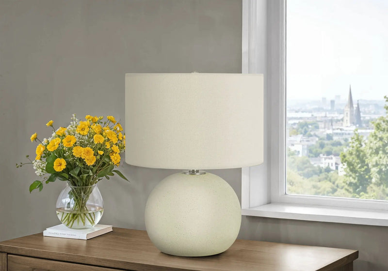 Lighting, Contemporary Table Lamp, Ceramic - Cream by HouseOfZazla