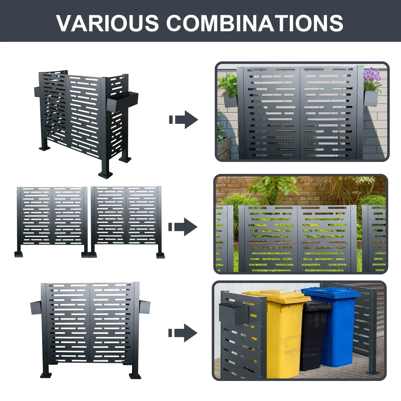 Air Conditioner Fence For Outdoor Units, Metal Privacy Fence Cover, Perfect To Conceal Air Conditioning Units, 3 Fence Panel by HouseOfZazla