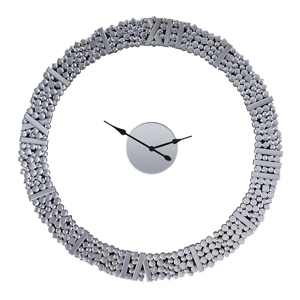 Kachina - 39" Wall Clock - Mirrored & Faux Gems by Unique Piece Furniture